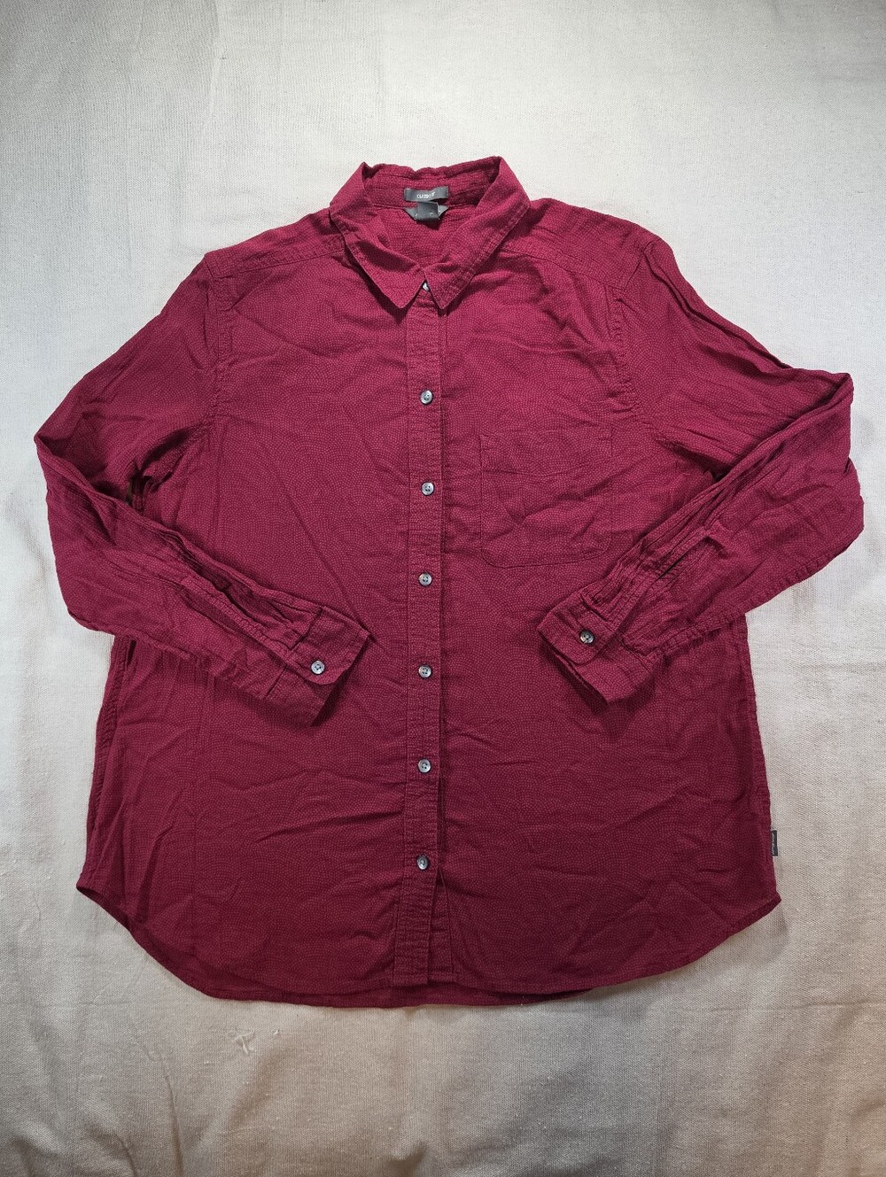 Eddie Bauer Women's Long-Sleeve Button-Up  Top - Deep Burgundy XL